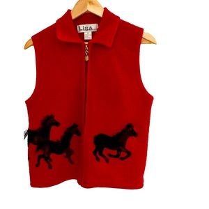 Lisa International Boiled Wool Horse Appliqué Vest
